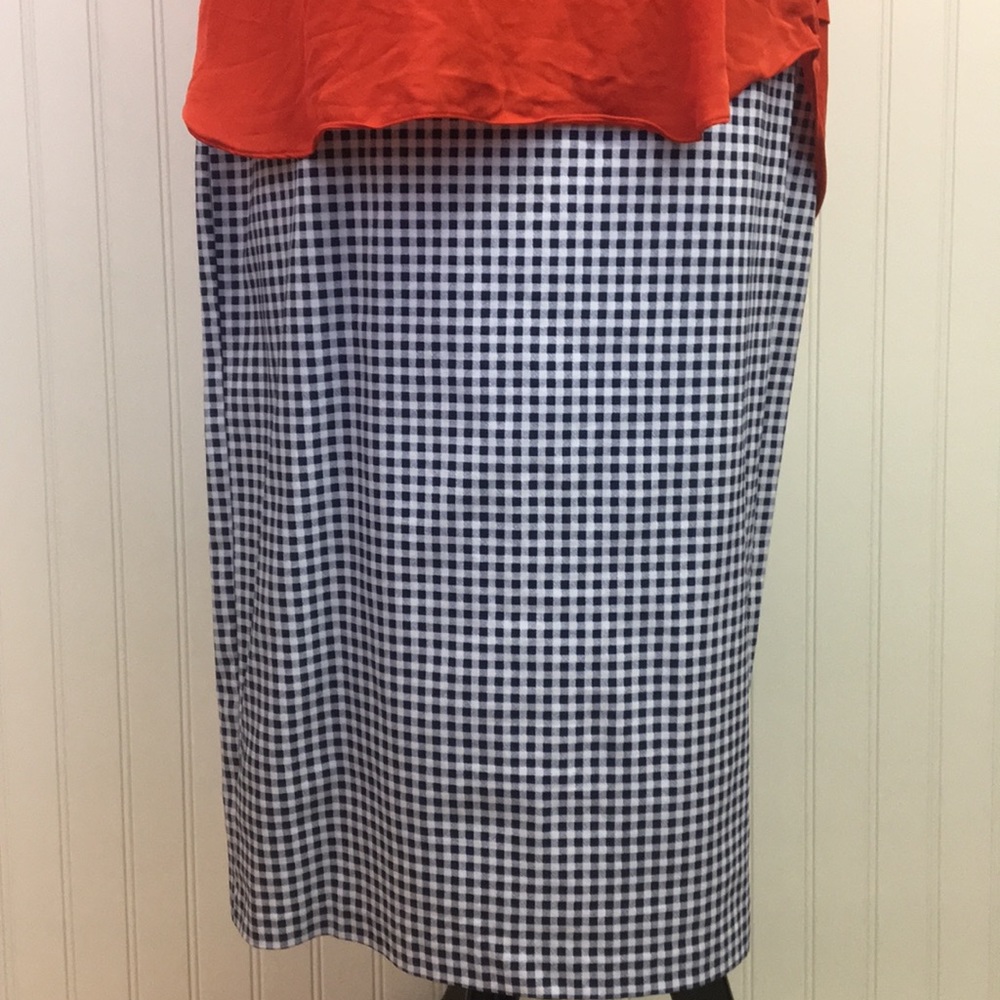 Nave and White Plaid Pencil Skirt